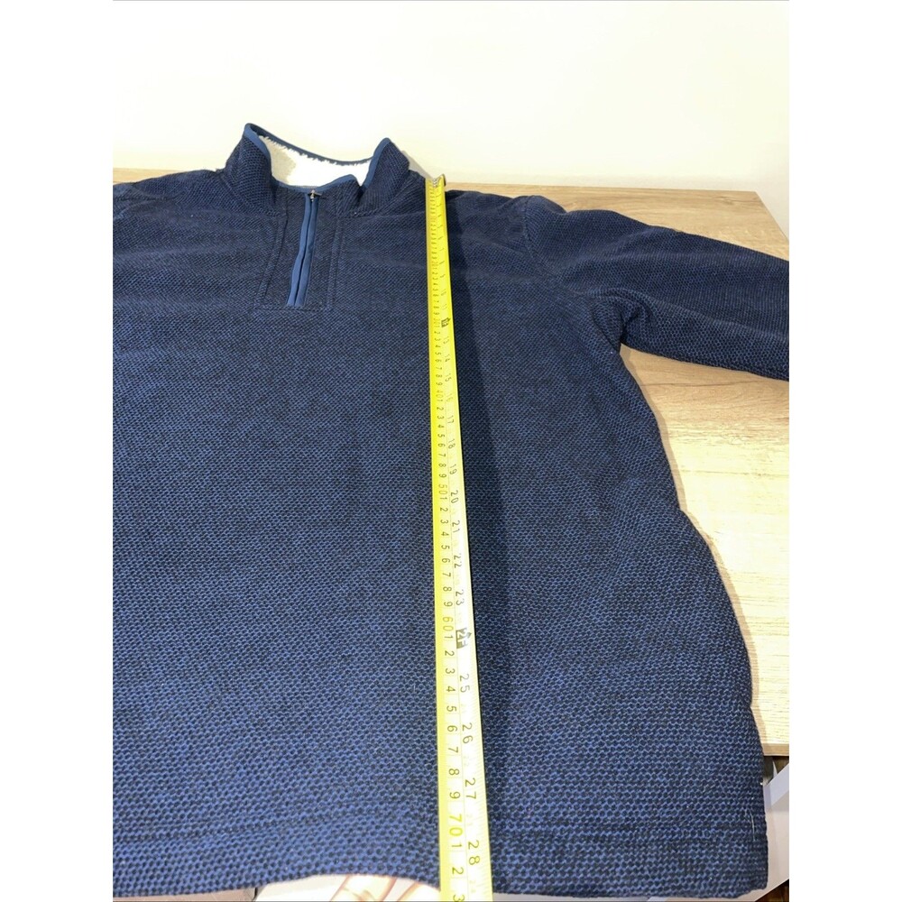 Orvis Sweater Mens XL Blue Sherpa Lined Waffle Fleece Quarter Zip Pullover Top - Picture 7 of 10